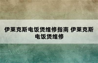 伊莱克斯电饭煲维修指南 伊莱克斯电饭煲维修